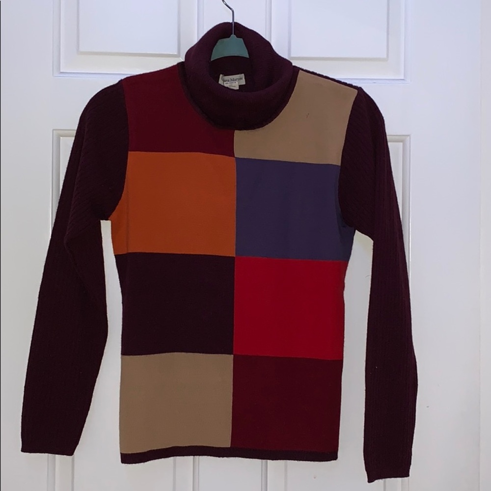 Italian 70s inspired color block turtleneck